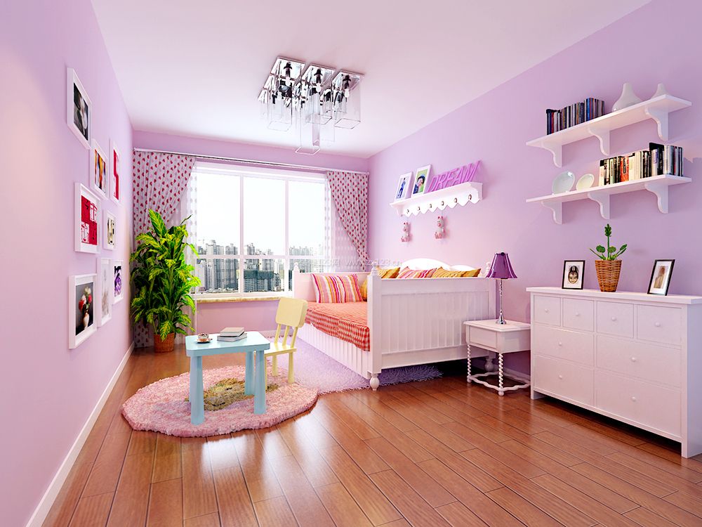 浅紫色房间墙面装饰装修效果图片