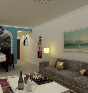 地中海客厅设计  简约沙发背景墙