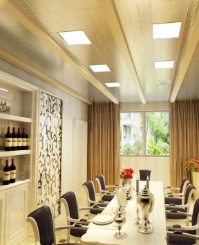2023欧式漂亮餐厅铝板吊顶装修效果图片