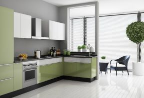 2023新式厨房绿色橱柜装修效果图片