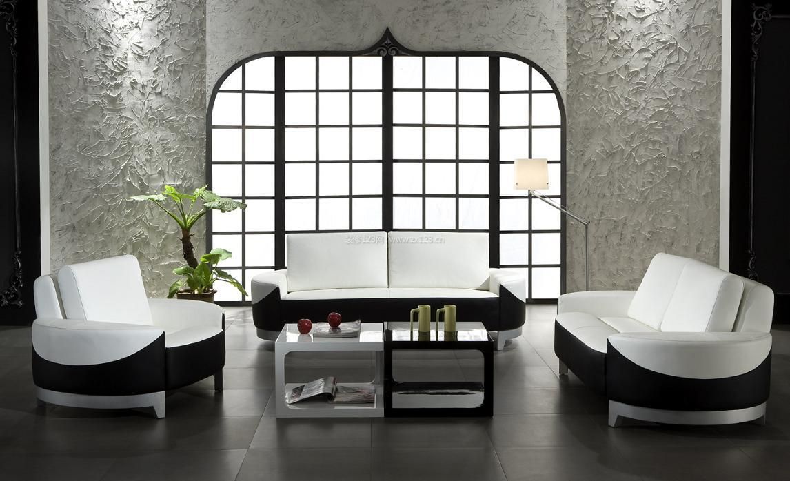 黑白现代风格客厅背景墙造型设计图片