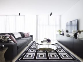 黑白现代风格 地毯装修效果图片