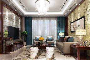新中式别墅客厅设计 窗帘设计欣赏