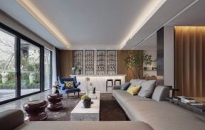 新中式别墅客厅组合沙发设计摆放图