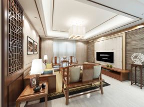中式客厅电视背景墙设计 简约中式家装效果图
