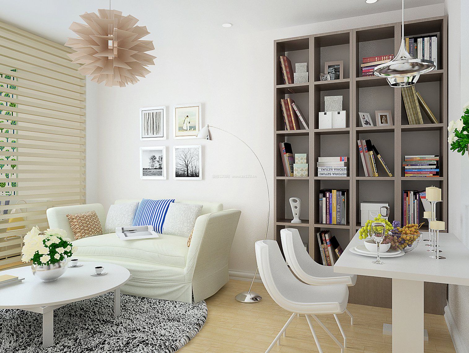 小户型客厅家装书柜设计效果图
