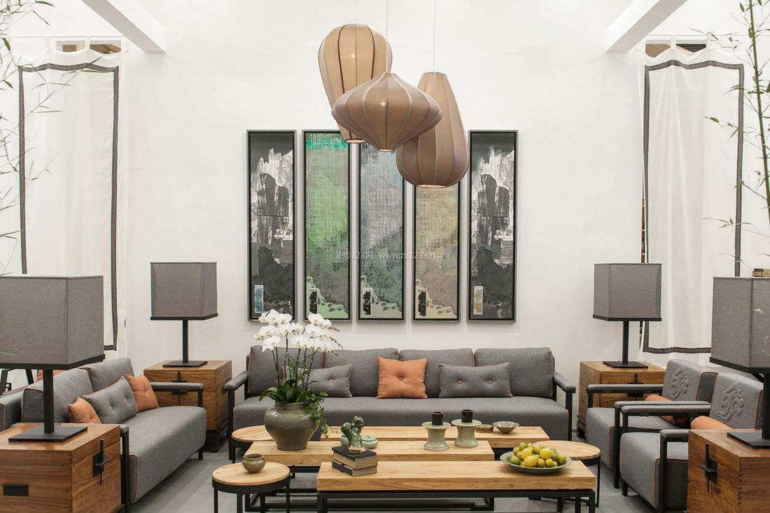2023中式家具客厅样板间装修效果图片