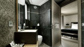 别墅卫生间瓷砖 现代简约黑白风格