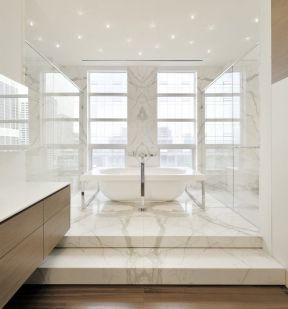别墅卫生间瓷砖 白色简约装修效果图