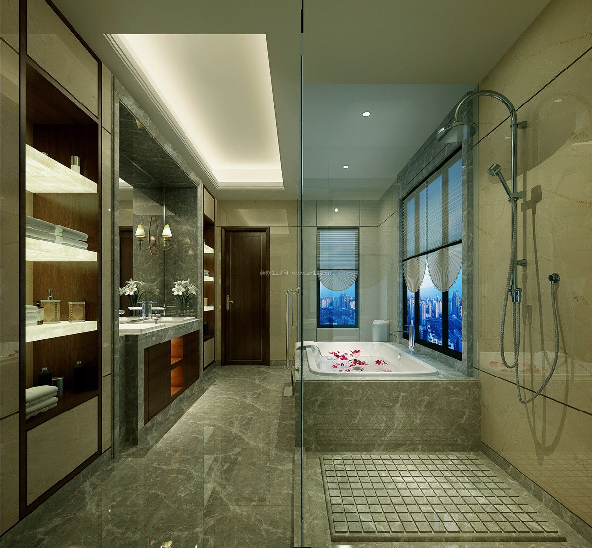 中式浴室整体浴室柜装修效果图片