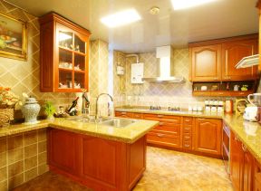 美式室内设计家庭厨房整体橱柜效果图