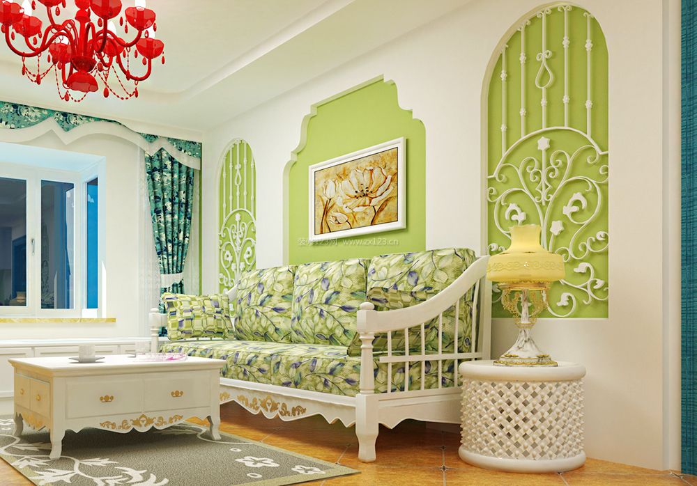 80平米温馨小户型客厅沙发背景墙造型装修效果图片