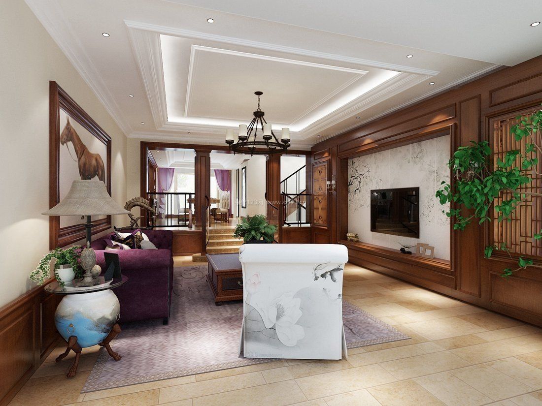 现代新中式别墅室内家具元素设计