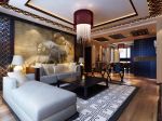 现代中式别墅客厅沙发背景墙装修效果图片