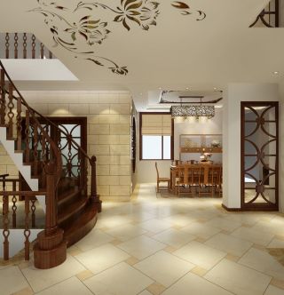 现代中式别墅楼梯设计装修效果图片