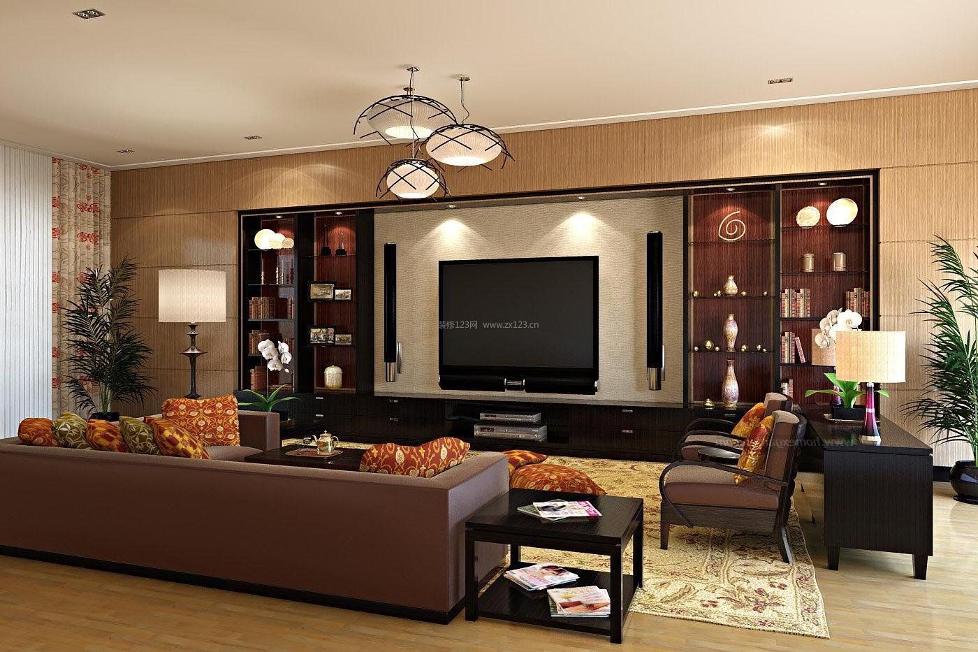 中式风格客厅电视墙造型设计