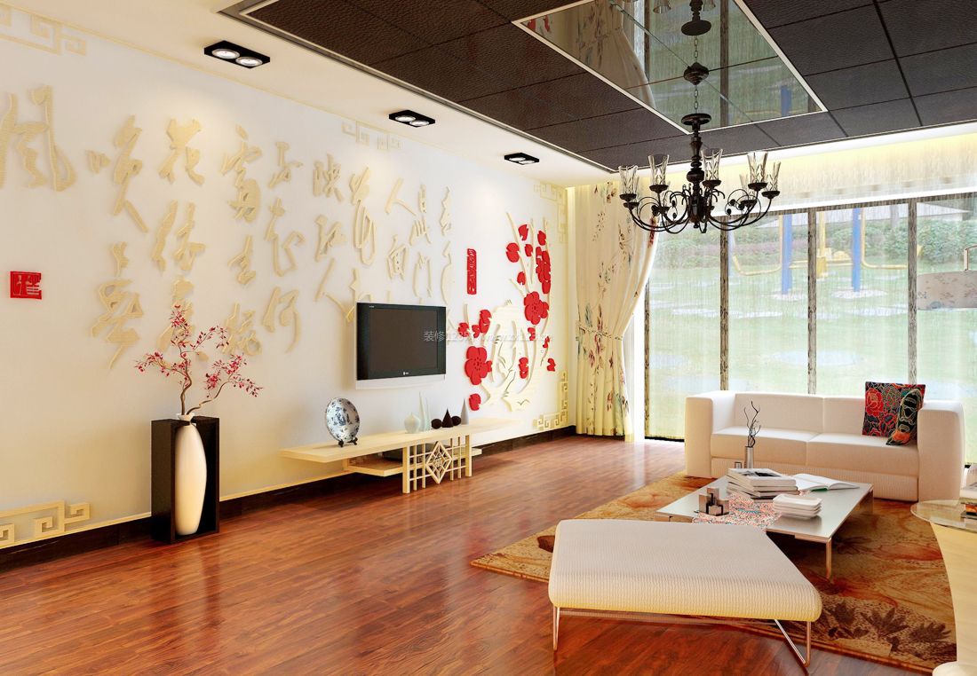 2023最新中式风格家装客厅电视墙设计图片