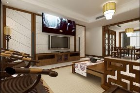 中式风格客厅设计 客厅电视墙设计图片