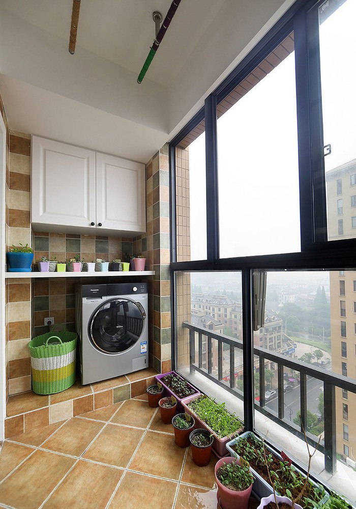 家装阳台设计洗衣机摆放装修效果图