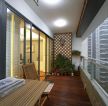 家装阳台设计深棕色木地板装修效果图片