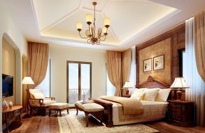 美式家居顶级别墅设计卧室窗帘装修效果图片
