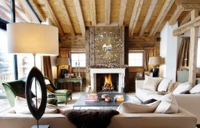 美式小户型家居设计客厅沙发摆放装修效果图片