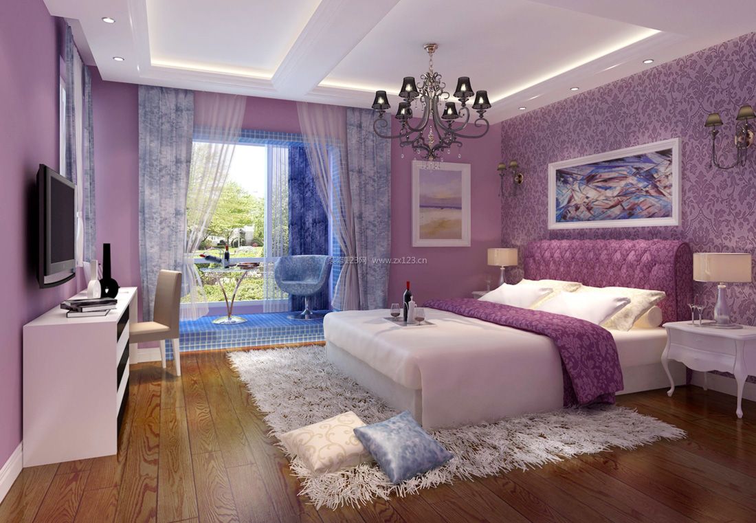 2023现代欧式风格小户型别墅女生卧室装饰图
