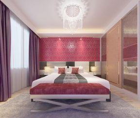 家居卧室紫色窗帘装修设计效果图片