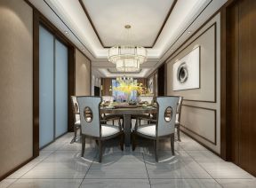2023新中式風(fēng)格餐廳石膏板吊頂裝修效果圖片