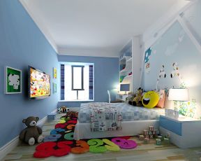 现代简约风格儿童房 床头背景墙设计效果图
