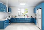 现代别墅设计厨房蓝色吊柜装修效果图片2023