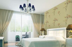 现代欧式宜家家居卧室大花壁纸装修效果图片