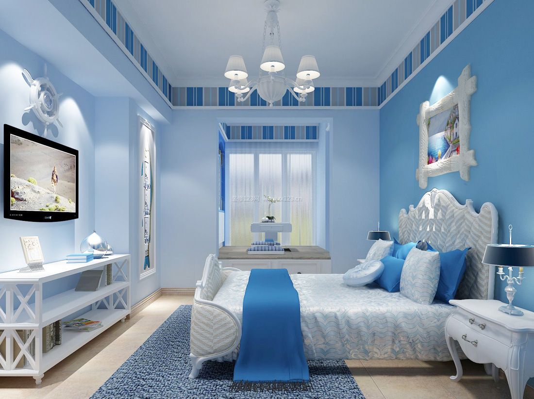 地中海设计女生卧室装饰品装修效果图片案例