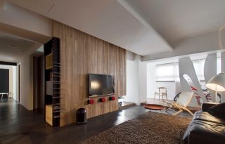 家居客厅木质电视墙装修效果图