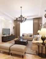 现代美式风格客厅布艺沙发装修效果图片案例