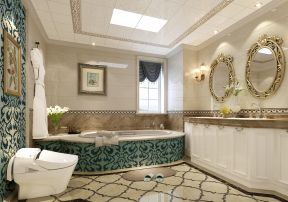 现代简欧风格别墅浴室按摩浴缸装修效果图片案例