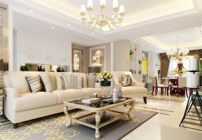 2023现代简欧风格别墅客厅多人沙发装修效果图片