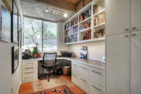家庭小面积书房书桌书柜组合设计效果图大全