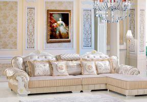 欧式风格客厅转角布艺沙发装修效果图片