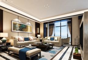 2023时尚中式风格家居客厅组合沙发装修效果图片