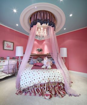 女孩房间圆床床缦装修效果图片