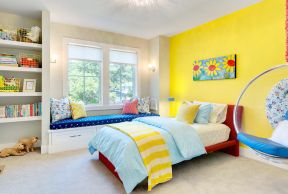 儿童房间设计实景 黄色墙面装修效果图片