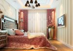 最新欧式浪漫卧室条纹壁纸装修效果图片