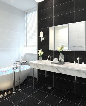 2023现代家庭卫生间白色浴缸装修效果图片