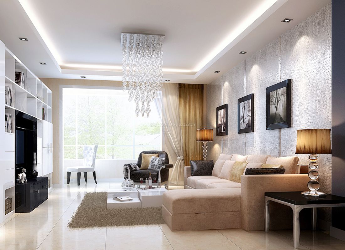 2023现代80平米客厅装饰灯具装修效果图大全