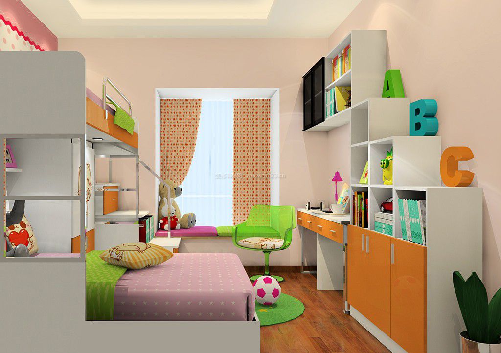 现代儿童小卧室设计图