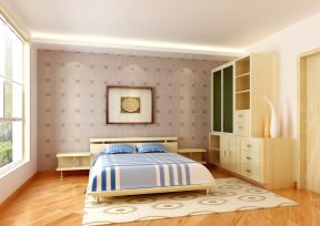 现代家居卧室设计格子壁纸装修效果图片