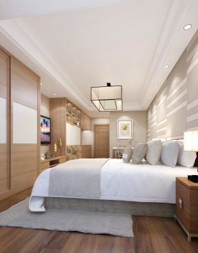 2023中式家居卧室石膏板吊顶装修设计效果图片