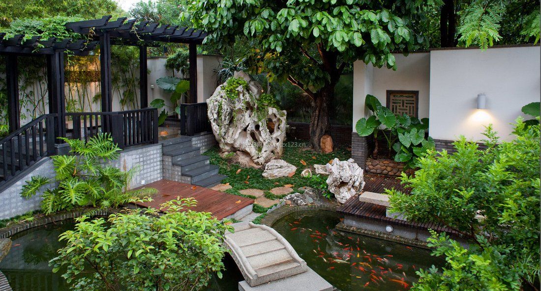 中式田园别墅庭院绿化设计效果图欣赏