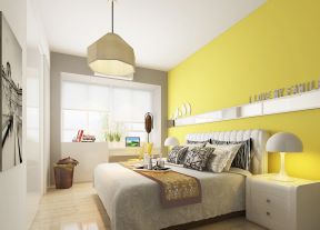 2023现代家居卧室黄色墙面装修效果图片